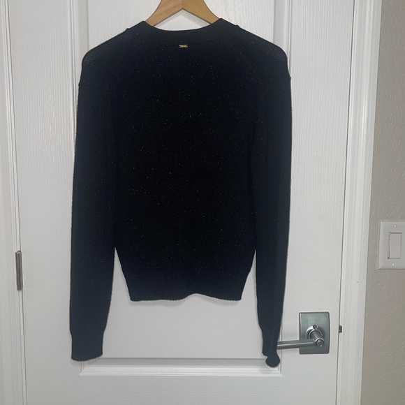 NEW ST. JOHN CLASSICS ERIN BUTTON FRONT CARDIGAN GOLD SPARKLE SANTA ROMA KNIT LG - Picture 7 of 11